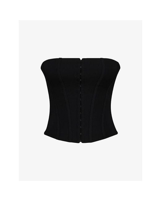House Of Cb Black The Strapless Stretch-Jersey Corset Top Xs (A-C Cup)