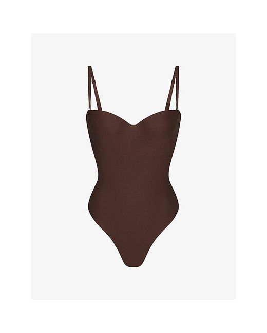 Skims Brown Body Underwired Thong Bodysuit