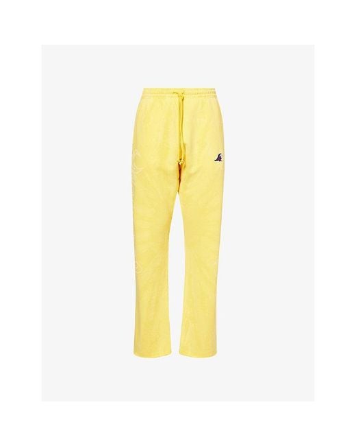 HELLSTAR Yellow Mad Sun Straight-Leg Cotton-Jersey Jogging Bottoms for men