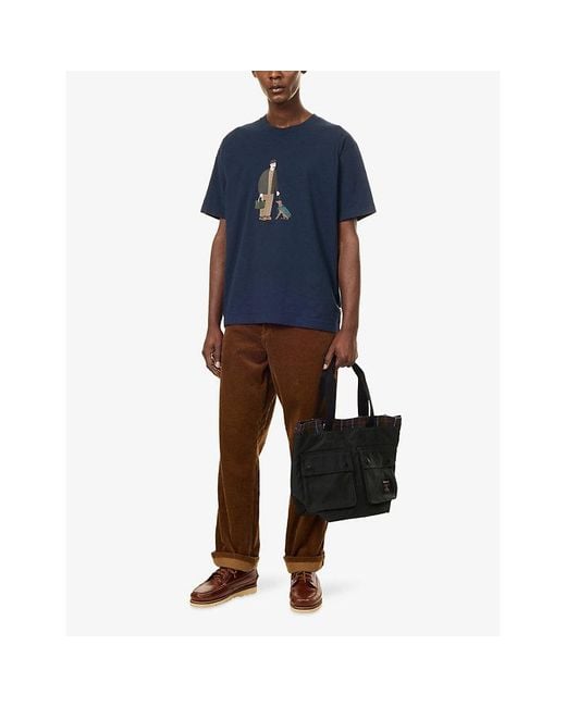 Barbour Blue Fordyce Graphic-Print Cotton T-Shirt for men