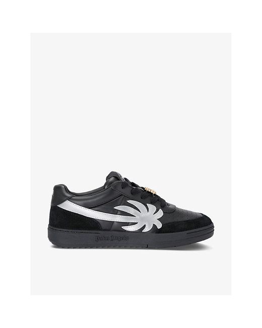 Palm Angels Black Palm Beach Brand-motif Leather Low-top Trainers for men
