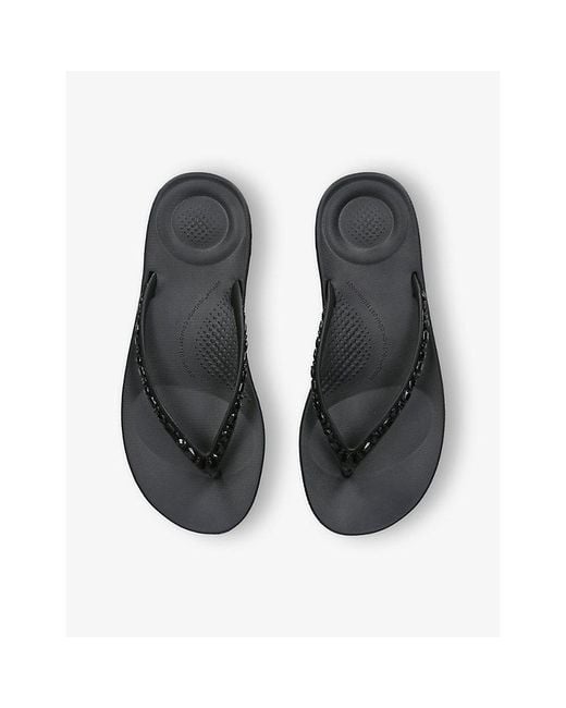 Fitflop Black Iqushion Leather Sandals