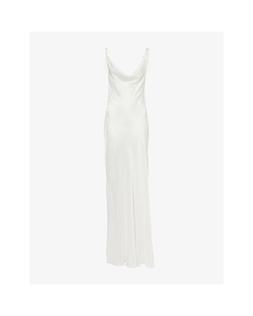 Rat & Boa White Ophelia Cowl-Neck Satin Maxi Dress