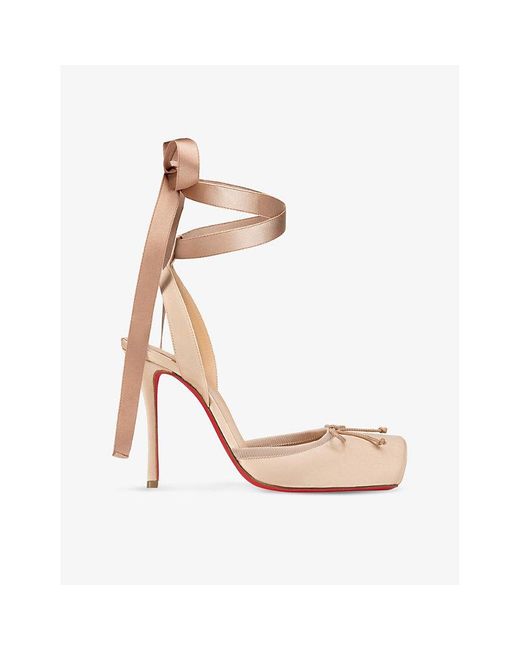 Christian Louboutin White Cassia Lace Up 100 Crepe-Satin Heels