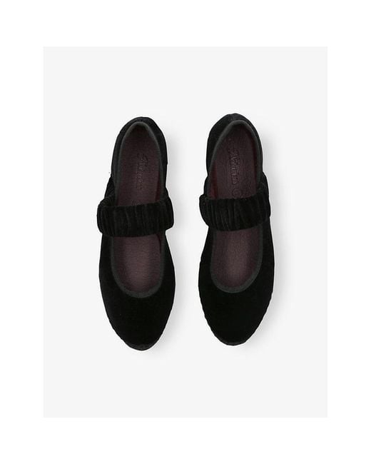 Flabelus Black Mafalda Scrunched-Strap Cotton-Velvet Ballet Flats