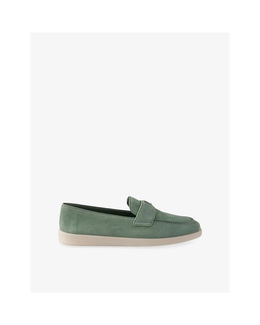 Prada Green Triangle-Plaque Suede Loafers for men