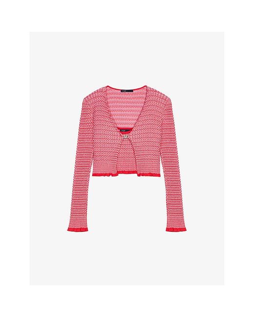 Maje Pink Clover-clip Slim-fit Knitted Two-pieces Set