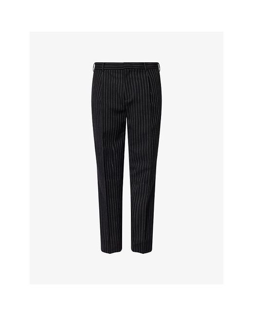 Givenchy Black Striped Tapered-Leg Wool Trousers for men