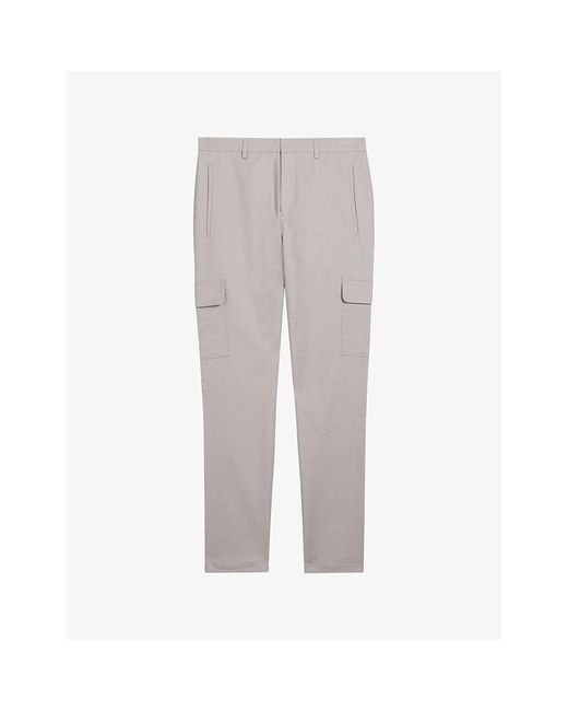 Ted Baker Gray Hakknee Patch-pocket Slim-fit Stretch-cotton Trousers for men