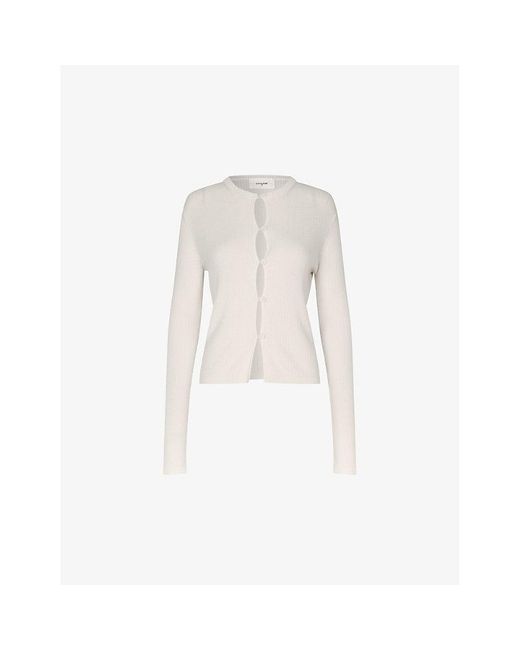 Lovechild White Cari Cut-out Slim-fit Merino-wool Knitted Cardigan X