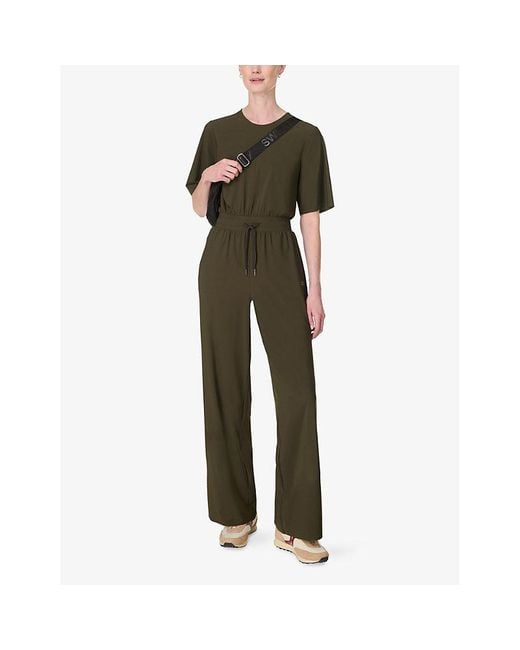 Sweaty Betty Green Explorer Short-Sleeve Jersey Jumpsuit
