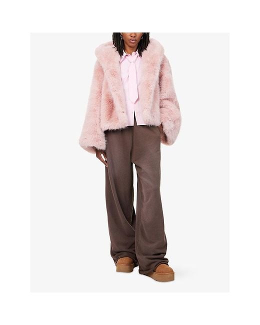 Jaded London Mara Hooded Faux-Fur Coat in Pink | Lyst UK
