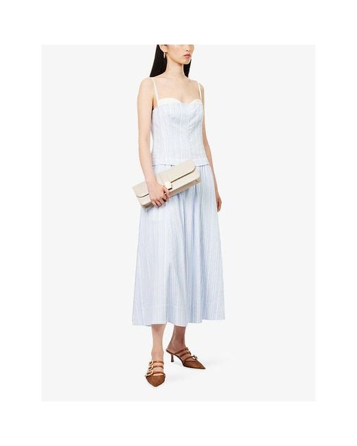 Jonathan Simkhai Blue Quinlin Bustier Woven Midi Dress
