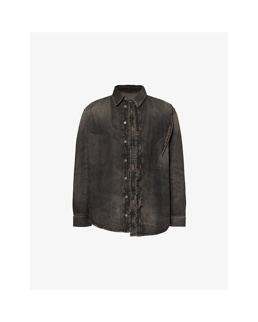 Y. Project Black Hook And Eye Faded-wash Denim Shirt for men