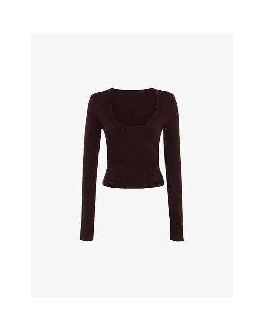 House Of Cb Black Raquel Scoop-neck Knitted Top