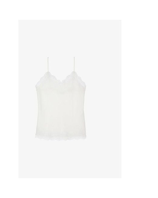 The Kooples White Lace-Embroidered Relaxed-Fit Silk Top