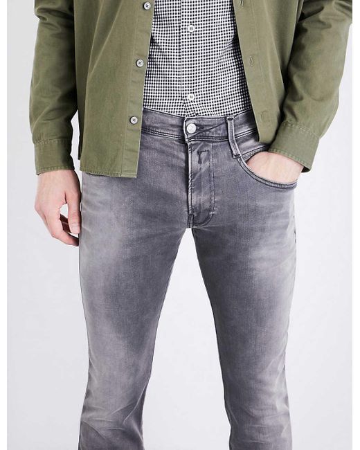 Replay Denim Anbass Skinny Slim Hyperflex Jeans in Grey (Black) for Men - Save 7% - Lyst