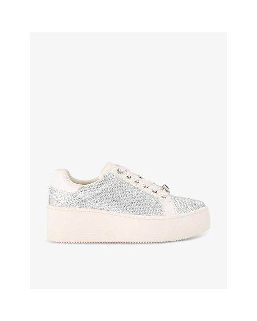 Carvela Kurt Geiger White Connected Crystal-embellished Leather Low-top Trainers