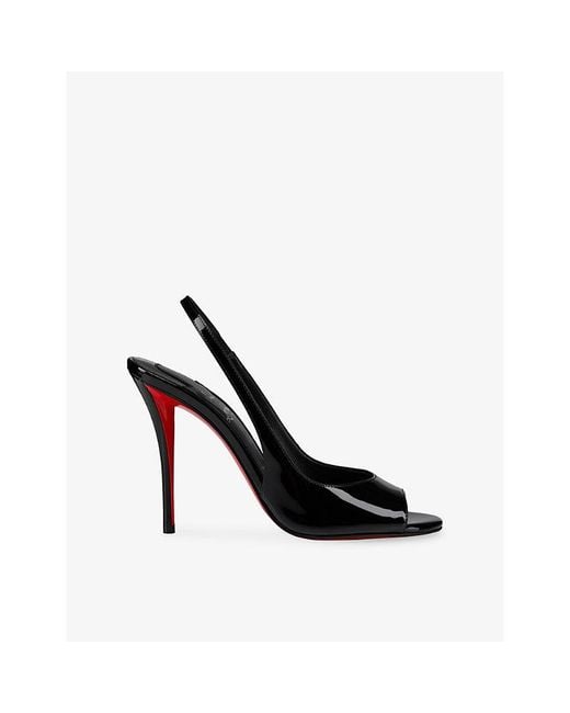 Christian Louboutin Black Sofia Z 100 Patent-Leather Sling Leather Heeled Courts
