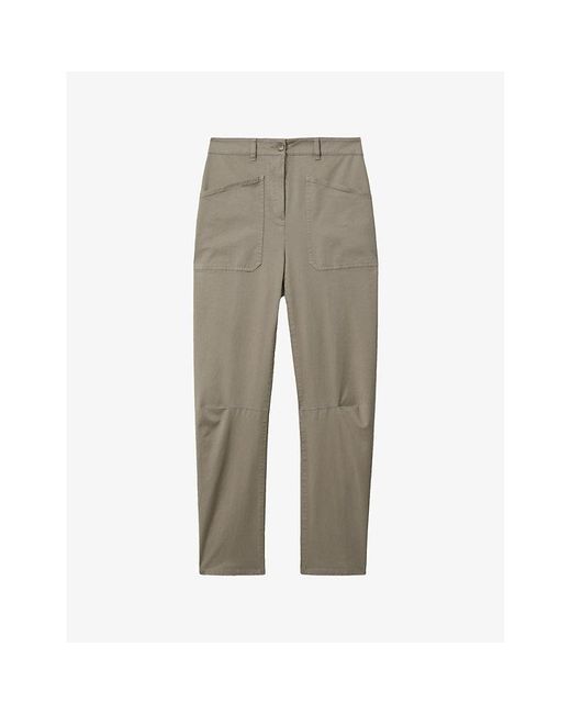 Reiss Gray Nova Barrel-leg Stretch-cotton Trousers