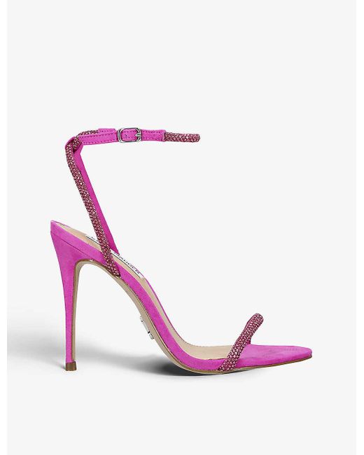 Steve Madden Breslin Rhinestone-embellished Suede Heeled Heels in Pink ...