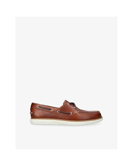 Cole Haan Brown Grandprø Windward Leather Boat Shoes for men