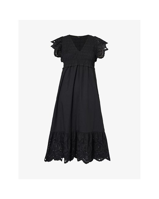 Rails Black Clementine V-neck Cotton-blend Midi Dress
