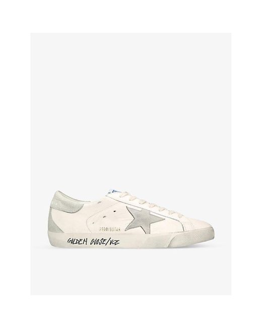 Golden Goose Deluxe Brand White Super Star Star-embroidered Leather Low-top Trainers for men