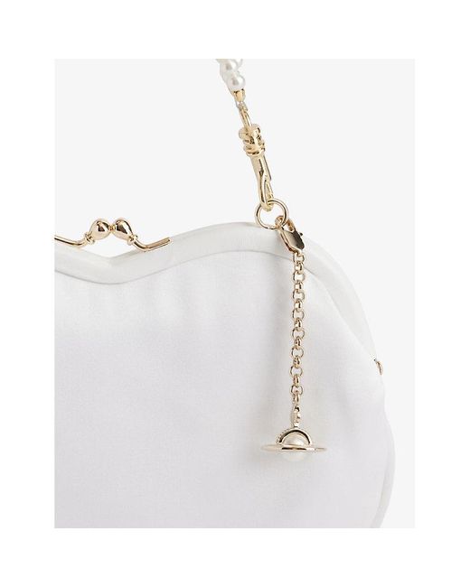 Vivienne Westwood White Belle Heart Frame Silk-blend Satin Top-handle Bag
