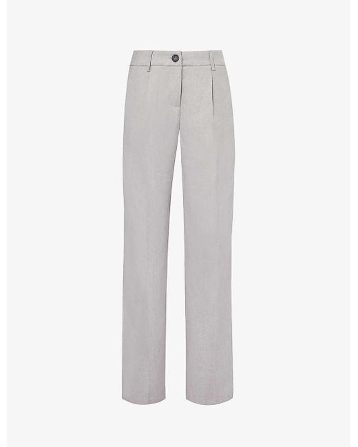 4th & Reckless Gray Taylor Straight-leg High-rise Stretch-woven Trousers