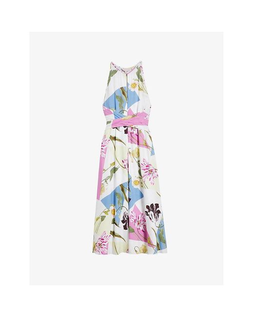 Ted Baker White Saanvii Floral-print Woven Midi Dress