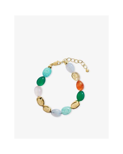 Monica Vinader Blue Rio Bold Multi Gemstone 18Ct Vermeil And Freedom Stones Beaded Bracelet