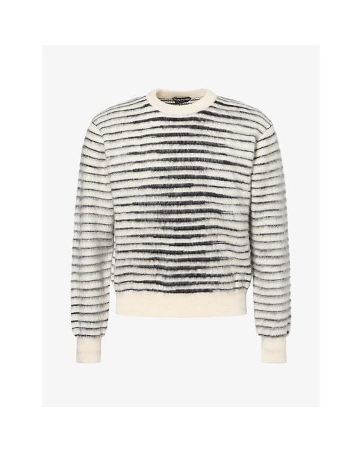 Tom Ford White Stripe-Pattern Knitted Jumper for men