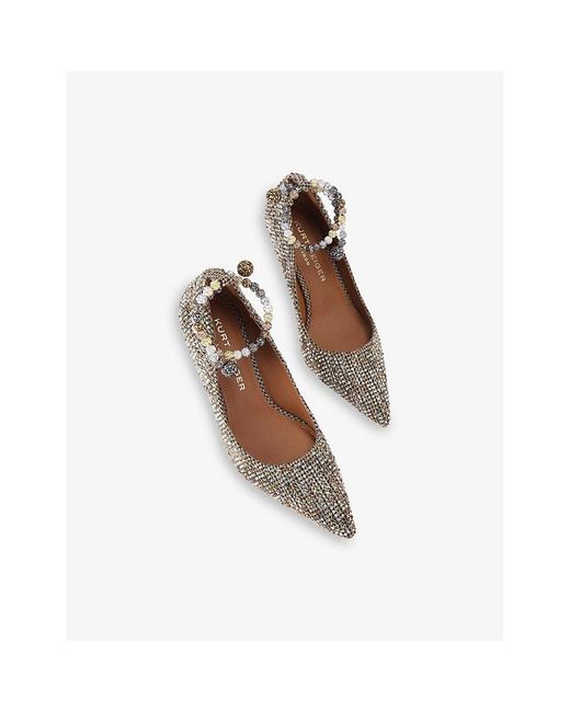 Kurt Geiger White Belgravia Jewel Heeled Woven Courts