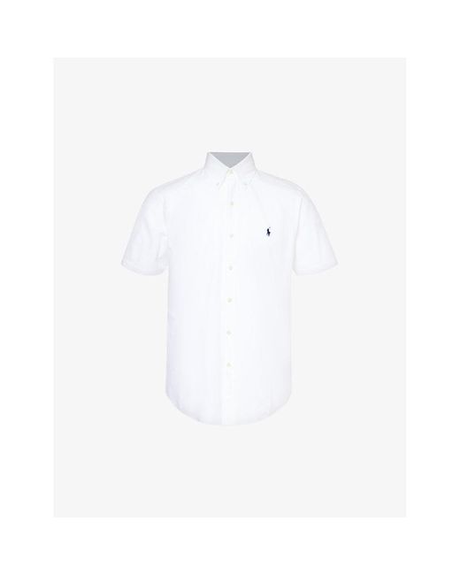 Polo Ralph Lauren White Logo-embroidered Custom-shirt Cotton-blend Poplin Shirt for men