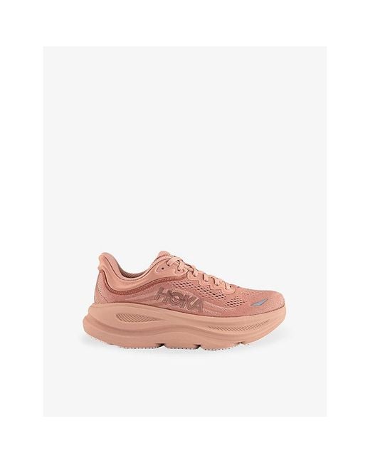Deckers Hoka Pink Bondi 9 Mesh Trainers