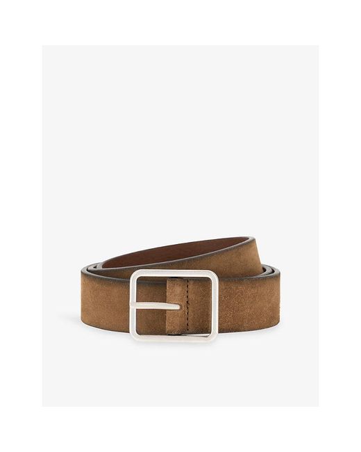 Boggi Brown Square-Buckle Suede Belt for men