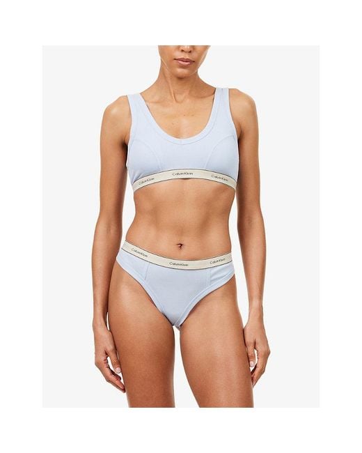 Calvin Klein White Heritage Classic Stretch-Cotton Thong