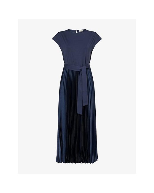 Weekend by Maxmara Blue Interlock Pleated Jersey Midi Dress