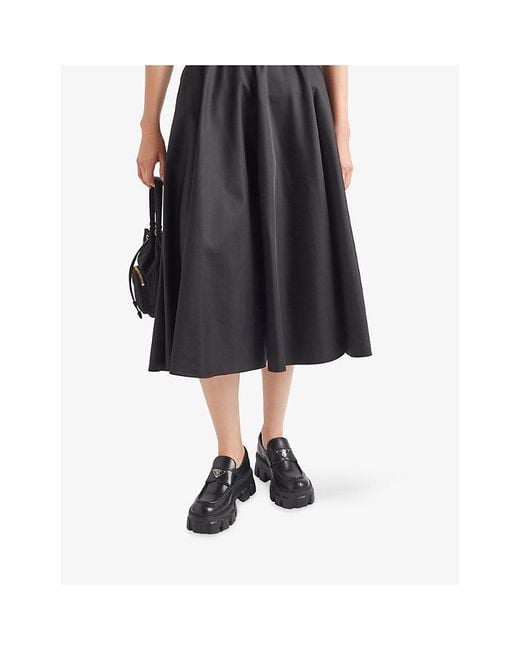 Prada Black Monolith Logo-Plaque Leather Loafers