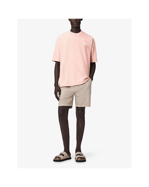 AllSaints Pink Odyssey Oversized Short-Sleeve Cotton-Jersey T-Shirt for men