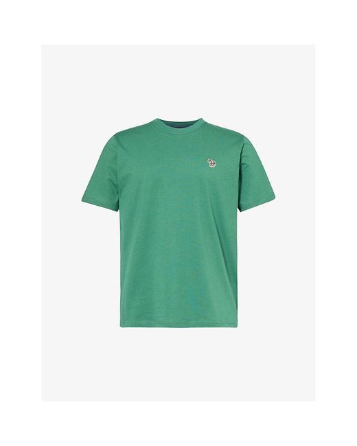 PS by Paul Smith Green Zebra Brand-embroidered Cotton-jersey T-shirt for men