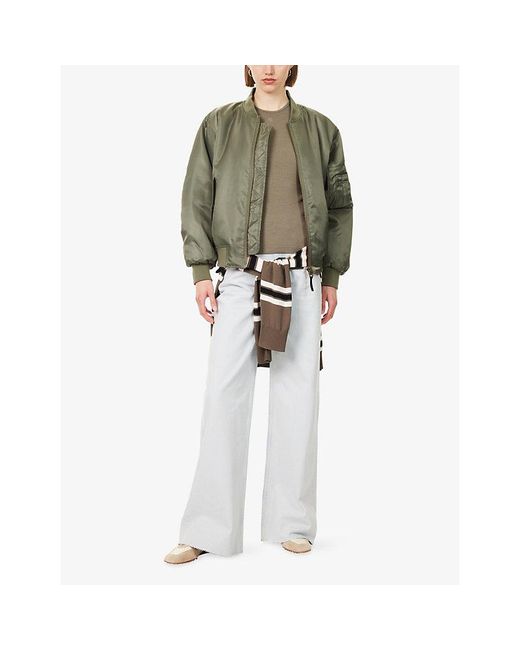 Anine Bing Green Leon Relaxed-Fit Woven Bomber Jacket