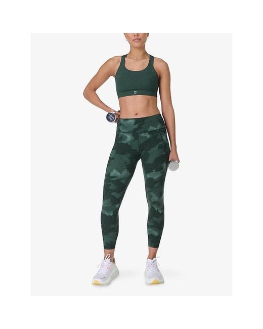 Sweaty Betty Green Power Graphic-Print High-Rise Stretch-Jersey Leggings