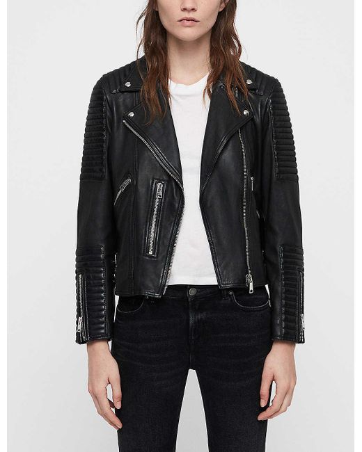 AllSaints Black Estella Leather Biker Jacket