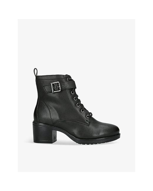 Carvela Kurt Geiger Snug Shearling-lined Heeled Leather Ankle Boots in  Black | Lyst