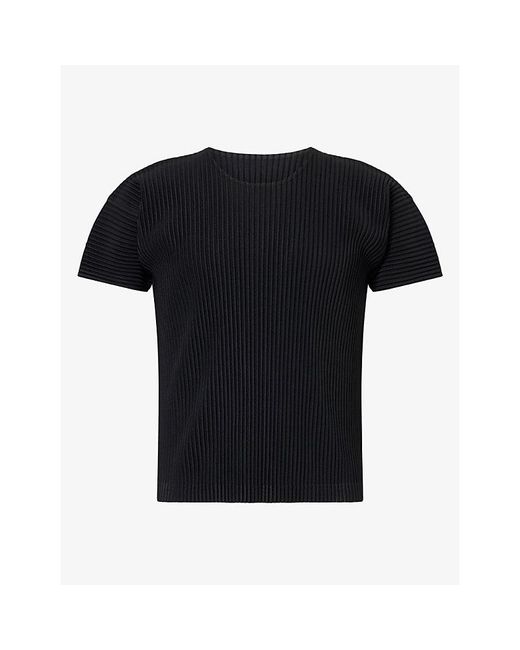 Homme Plissé Issey Miyake Black Basics Pleated Knitted T-Shirt for men