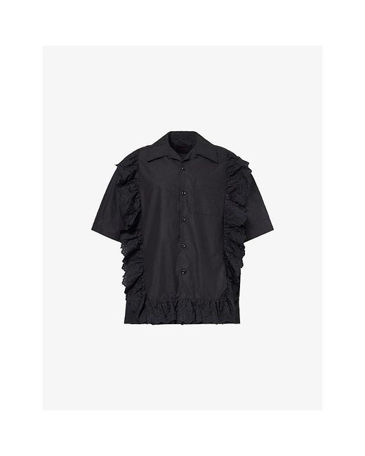 Simone Rocha Blue Pillowcase Embroidered-Trim Cotton Shirt for men