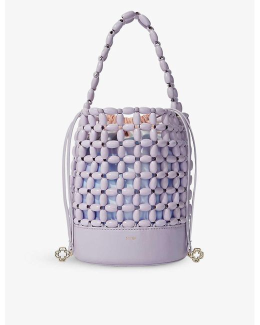 Maje Purple Bead-embellished Wooden Bucket Bag