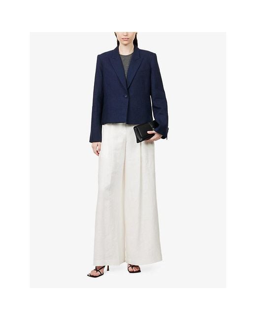 Twp Blue Sawyer Single-Breasted Linen Blazer